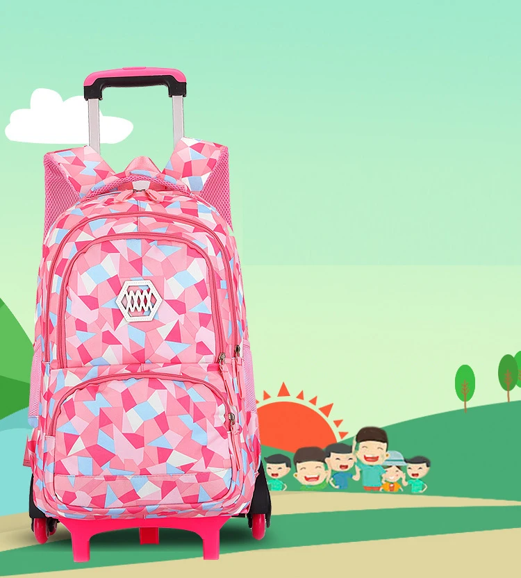 New Removable Children School Bags with 6 Wheels for Girls Trolley Backpack Kids Wheeled Bag Bookbag travel luggage