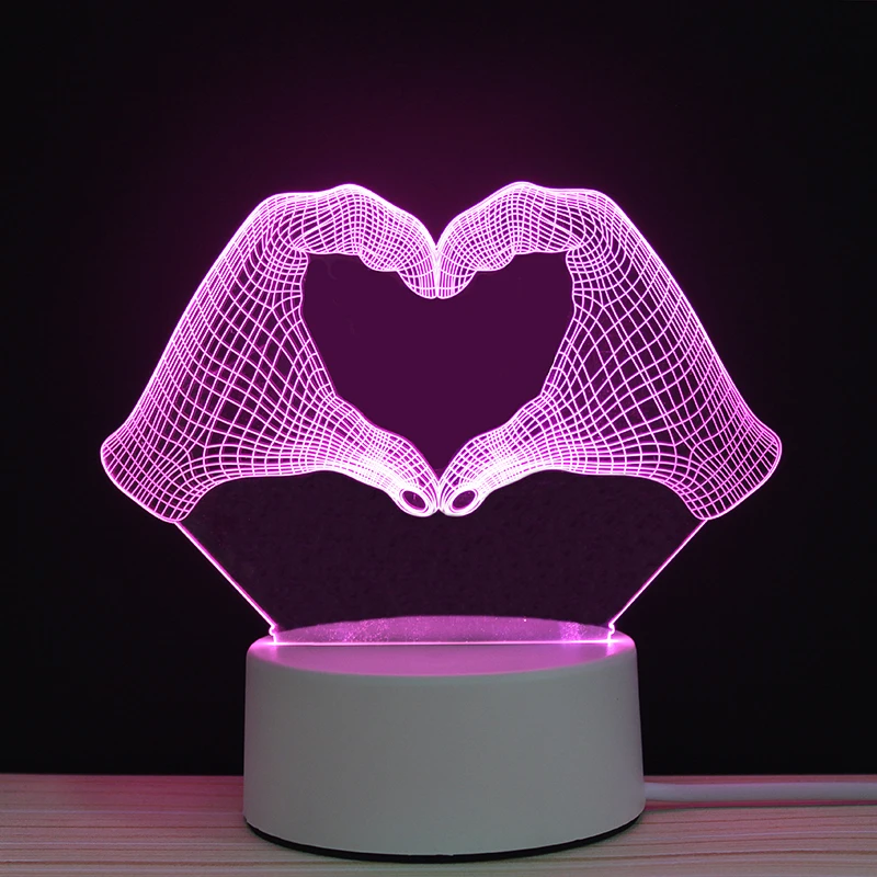 Valentine's Day colorful 3D Light love gesture action touch lights LED RGB Valentine gift
