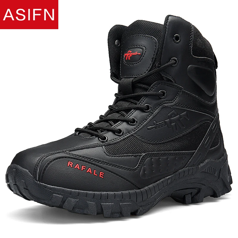 

ASIFN Men Winter Military Boots Fashion Army Men's Tactical Desert Combat High Top Ankle Boots Male Outdoor Work Shoes Man