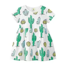 Г. летние хлопковые короткие Платье с рукавами кактусы печатные 6 шт./лот