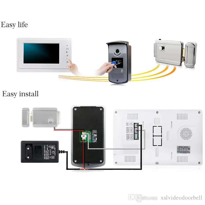 7 видео домофон с 7-дюймовым экраном домофон TFT-LCD цветной экран монитор ночного видения камера ID карта разблокировка дверной Звонок