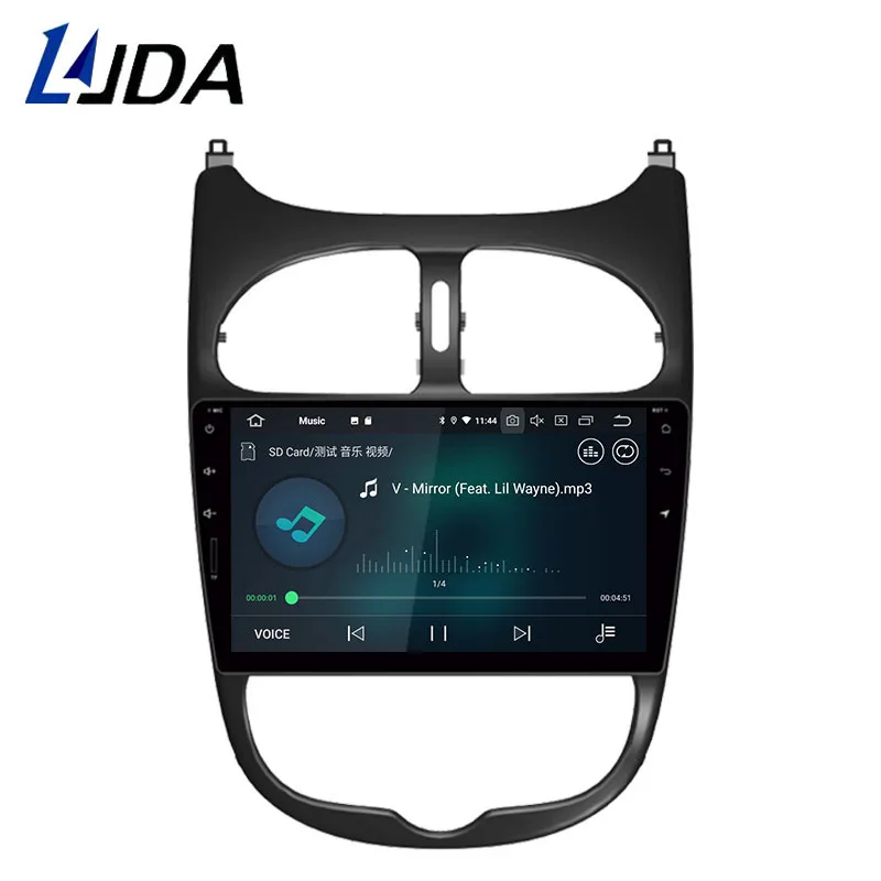 Sale LJDA Android 9.0 Car Multimedia Player For Peugeot 206 2002 2003 2004 2005 2006 2007 2008 GPS Stereo Radio 4G+32G Stereo WIFI 4