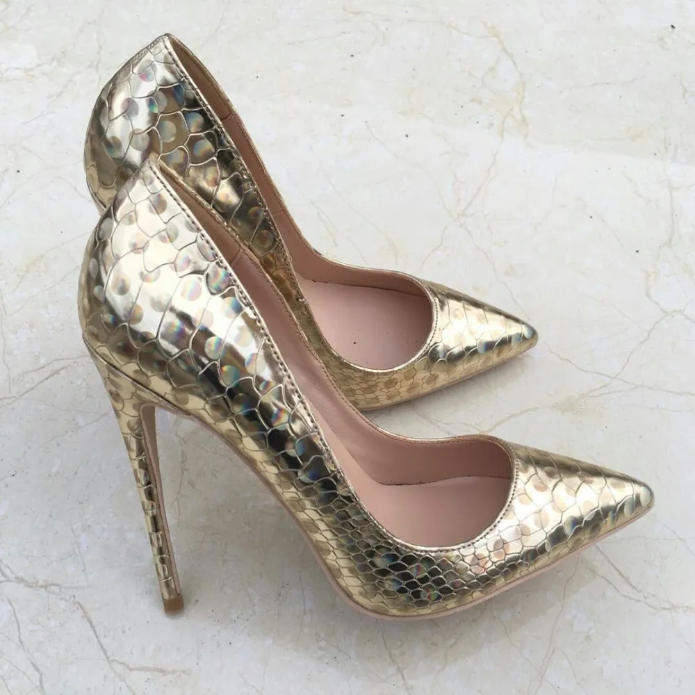 

2019 New Fashion free shipping gold Patent leather python snake Poined Toes Stiletto Heel high heel shoes pump HIGH-HEELED SHOE