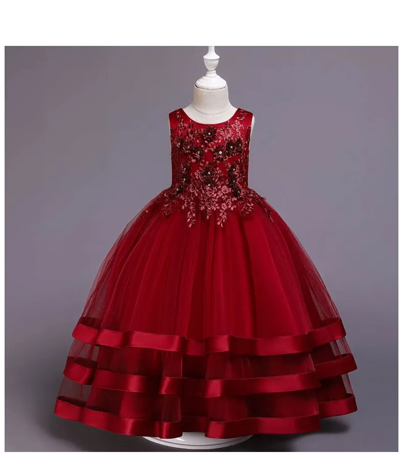 

Owligbaby Children Clothing Kids embroidery Dresses Girls Evening Party Dress Wedding dress