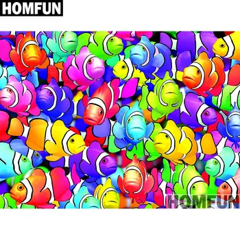 

HOMFUN Full Square/Round Drill 5D DIY Diamond Painting "Colorful goldfish" 3D Embroidery Cross Stitch 5D Home Decor A00995