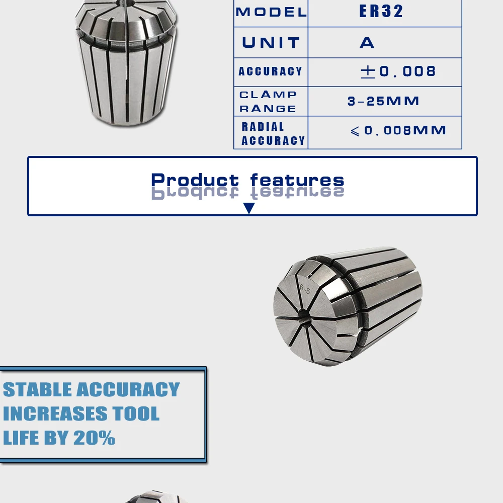 ER32 1 шт. 1 мм-20 мм 3,175 мм цанговый патрон для Moteur de Broche Gravure Broyage Fraisage Taraudage