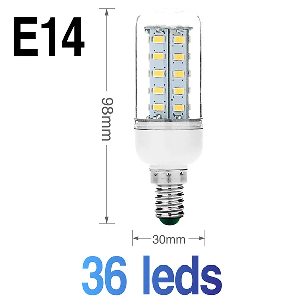 Светодиодный лампы E27 E14 30 36 56 72 89 светодиодный s светодиодный кукурузный светильник 220V SMD5730 лампада энергосберегающий Светодиодный точечный светильник для Гостиная люстра - Испускаемый цвет: E14 36leds