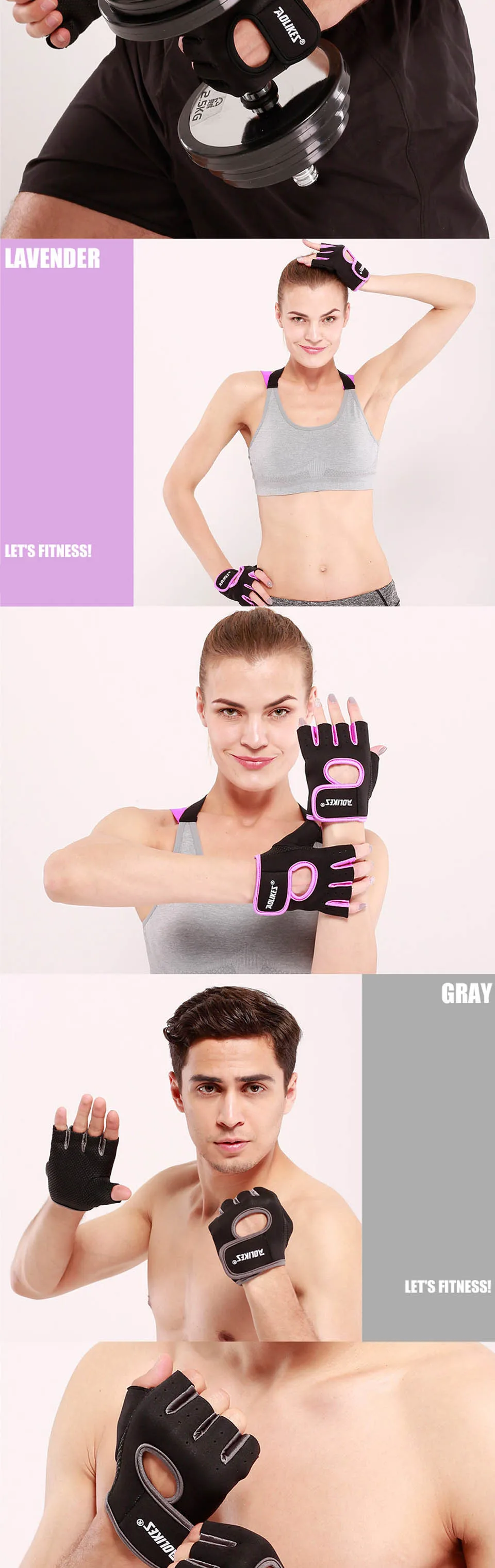 AOLIKES 1 пара для мужчин женщин тренажерный зал Половина Finger Спорт Фитнес упражнения наручные перчатки анти-скольжение сопротивление тяжелая