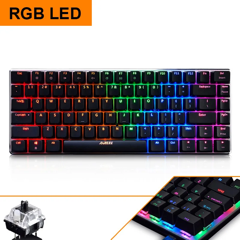 82 клавиши проводной AK33 RGB светодиодный с подсветкой Usb Мультимедиа эргономичная подсветка Механическая игровая клавиатура черный/синий переключатель - Цвет: RGB Light 1