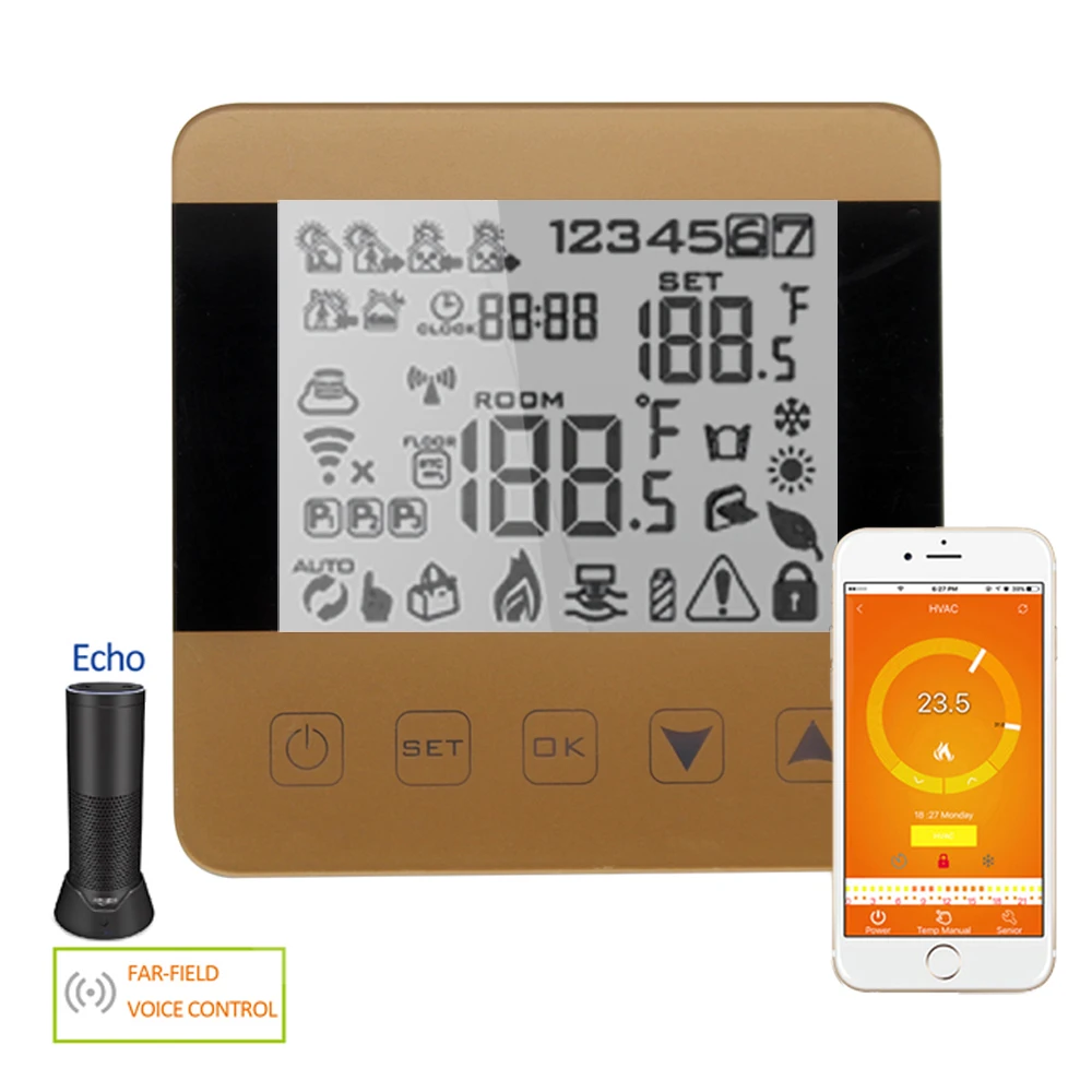 

Thermostat Smart WiFi Thermostat Water/Gas Boiler Heating Floor Temperature Controller Alexa Voice Control Programmable Winter