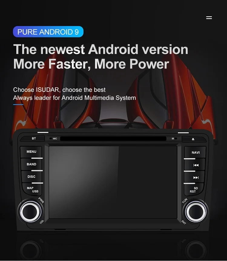 Cheap Isudar 2 din Auto Radio Android 9 For A3/S3/Audi 2002-2013 GPS Octa Core RAM 4G ROM 64G Car Multimedia Player Camera DSP USB DVR 4