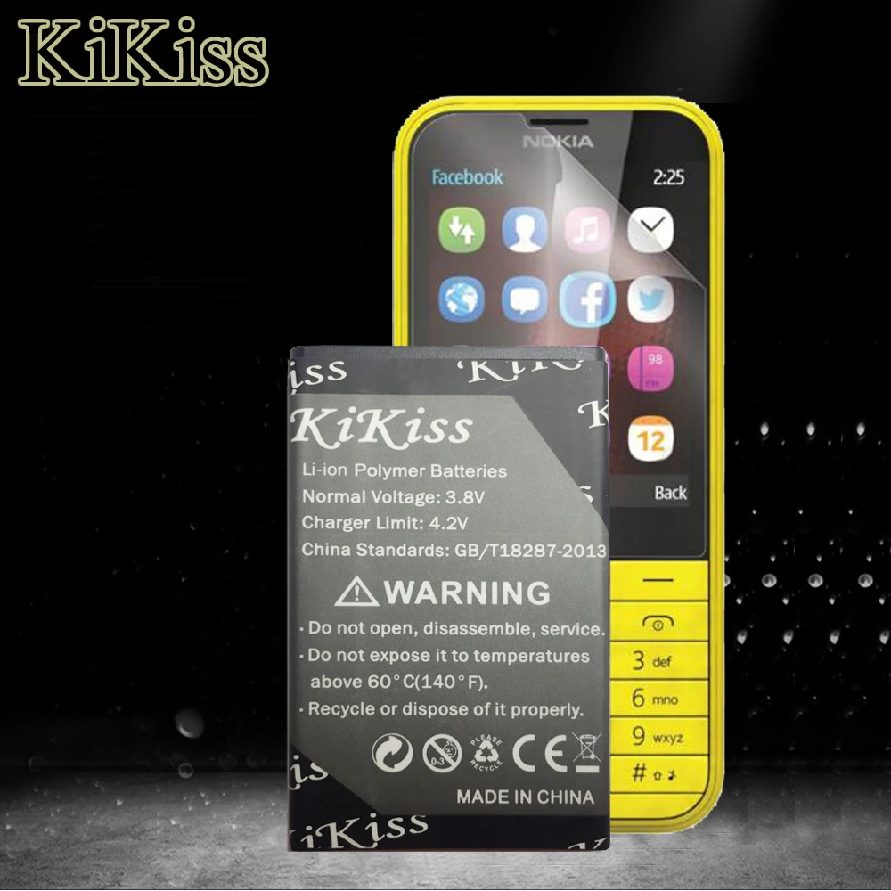 

KiKiss BL-4UL Li-ion Polymer Battery 1200mAh For Nokia Asha 225 Asha225 RM-1011 RM-1126 RM 1011 1126 BL 4UL Mobile Phone Battery