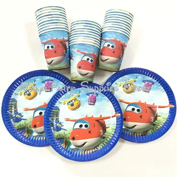 

60pcs/lot Super Fly Man Disposable Tableware Cartoon Airport Theme Birthday Party Baby Showe Cup Plate Party Decoration Supplies