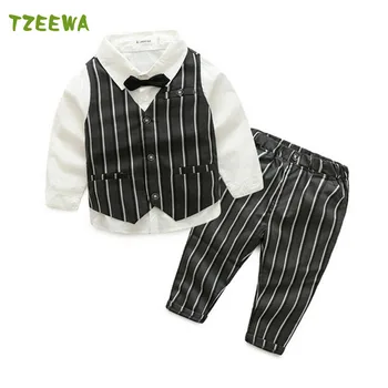 

2020 Spring Boys Clothing Sets 3pcs vest+shirts+pants Kids Clothes formal Suits toddler boy clothing sets conjunto menino