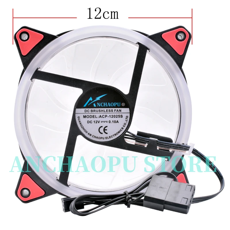 12 см 120 мм вентилятор охлаждения ANCHAOPU 120x120x25 DC12V 0.10A 3 линии RGB цветной светодиодный