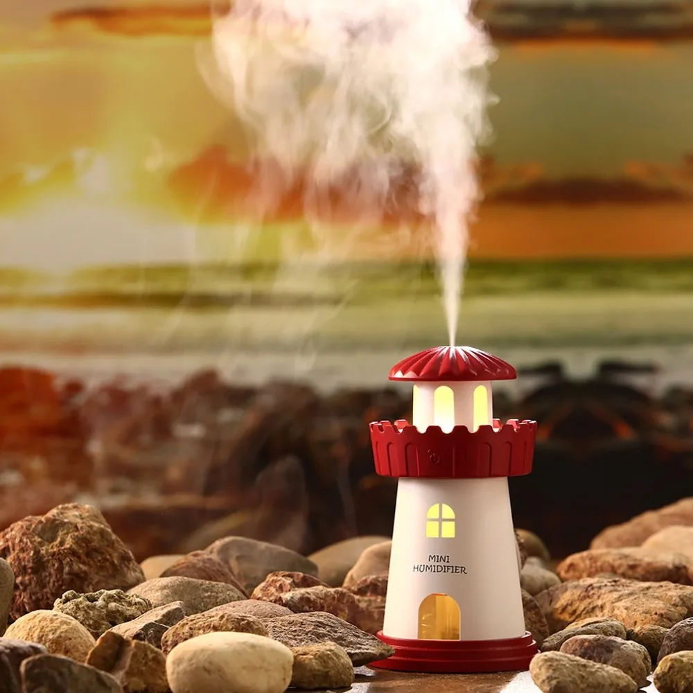 

Lighthouse night light Air Humidifier Aromatherapy Machine Oil Diffuser Color Changing Night Light Lamp Humidifier for Home use