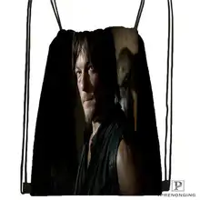 Пользовательские Дэрил-Диксон-Ходьба-Dead@ 01-Drawstring сумка-рюкзак милый рюкзак дети сумка(черный назад) 31x40 см#180611-01-41