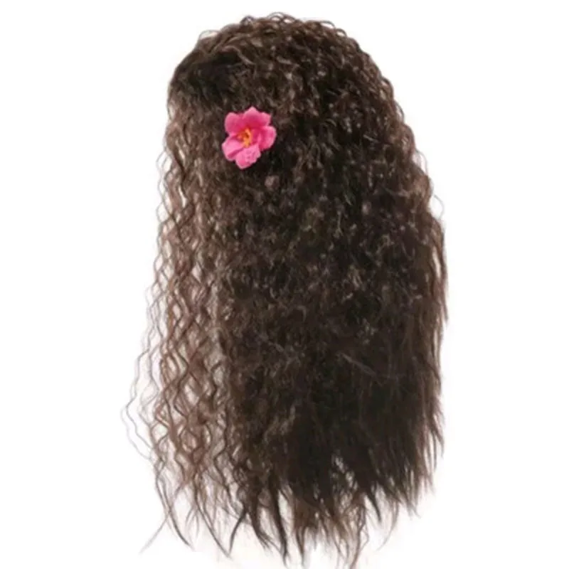 

Girls Cosplay Synthetic Hair Dress up Kids Princess Party Supply Women Black Long Wig Moana Wig Halloween Cosplay Wave Wig