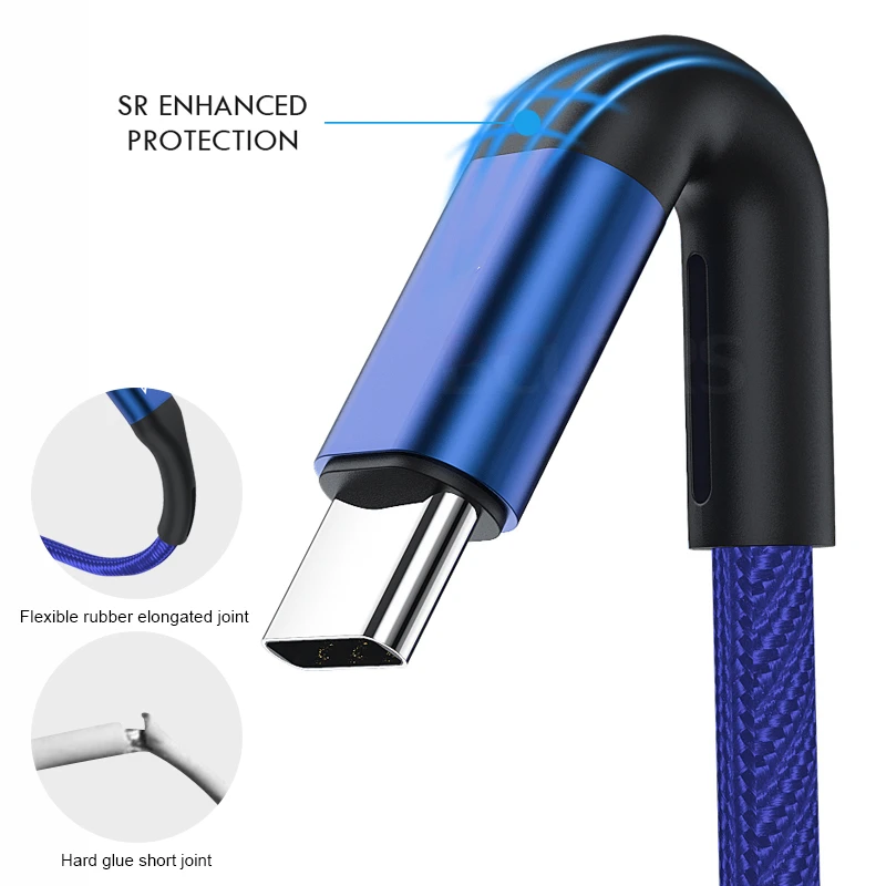 BCUYRS USB Type C Cable for Samsung S9 S8 Fast Charge Type-C Mobile Phone Charging Wire USB C Cable for Xiaomi mi9 Redmi note 7