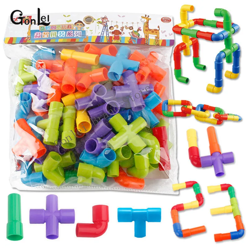 

NEW 60Pcs/Pack Kids Toys Tubing Bricks Educational High Quality 3D ABS Model Building Blocks DIY Best Gift TOY For Baby 3-6+