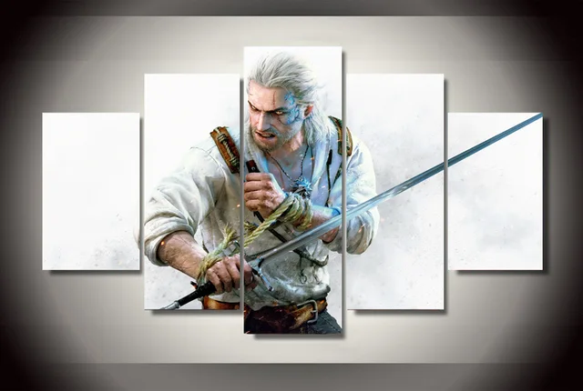 wall art 5 pieces canvas prints the witcher 3 wild hunt painting