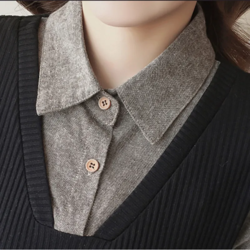 PLAMTEE Spring Long Sleeves Fake Two Long Matrenity Blouse Fashion Loose Clothes For Pregnant Women Female Shirt New 2018