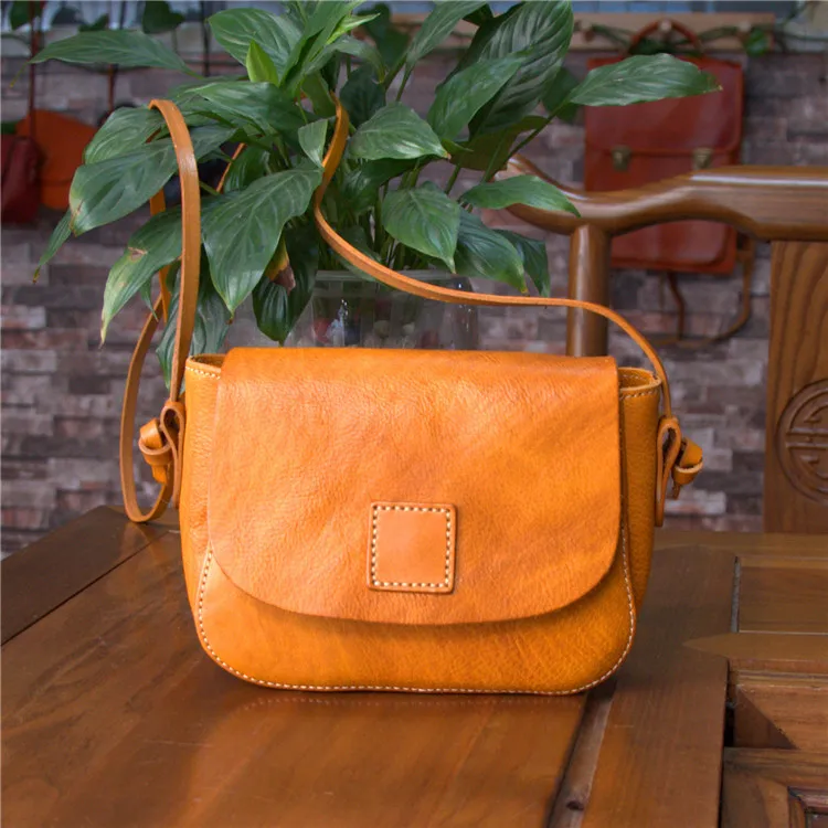 AETOO, натуральная кожа, Ретро стиль, женская сумка, квадратная сумка, растительного дубления, кожа, маленькая сумка, дерево, крем, кожа, искусство, сумка на плечо