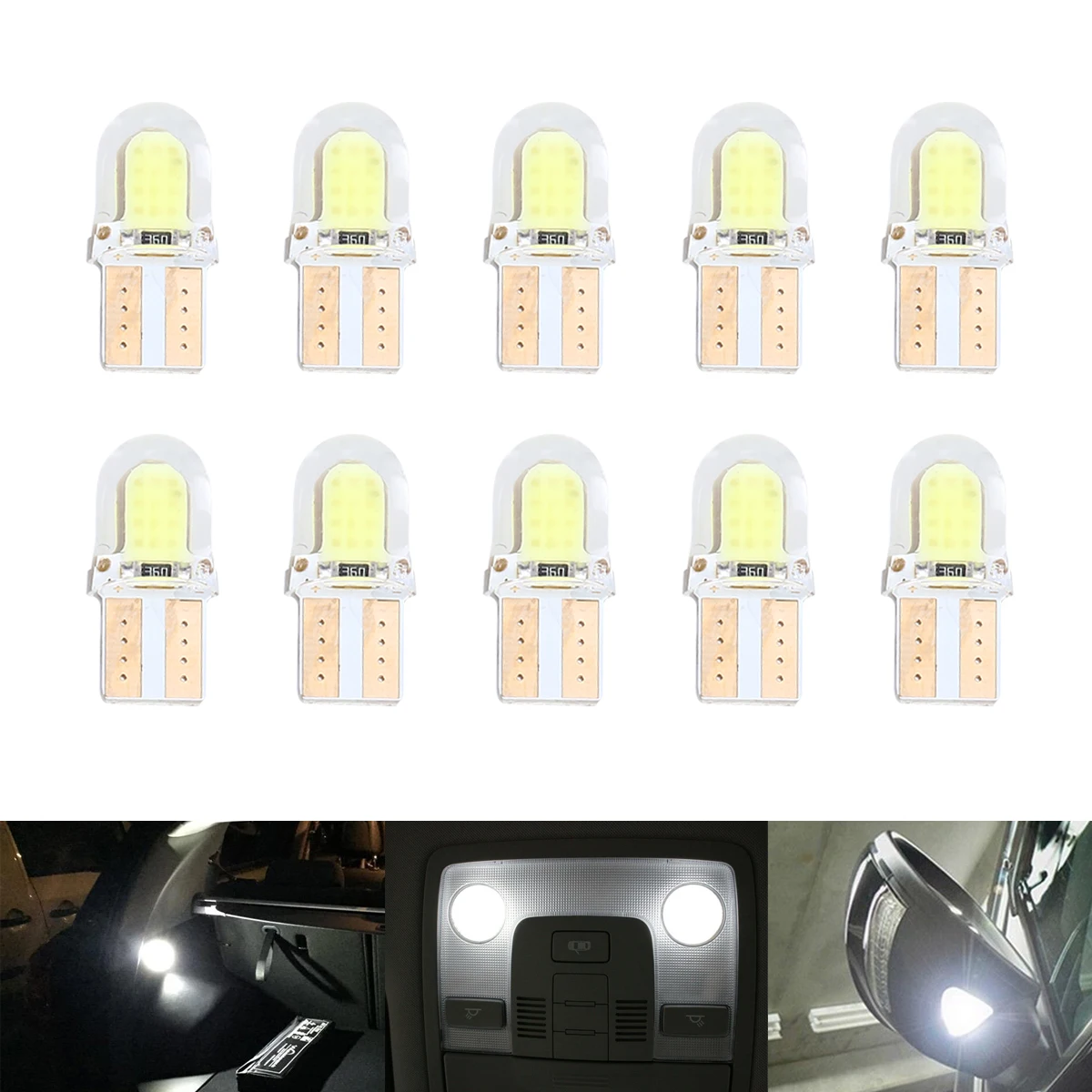 10 шт. Авто T10 светодиодный холодный белый 194 W5W COB кварцевая Автомобильная супер