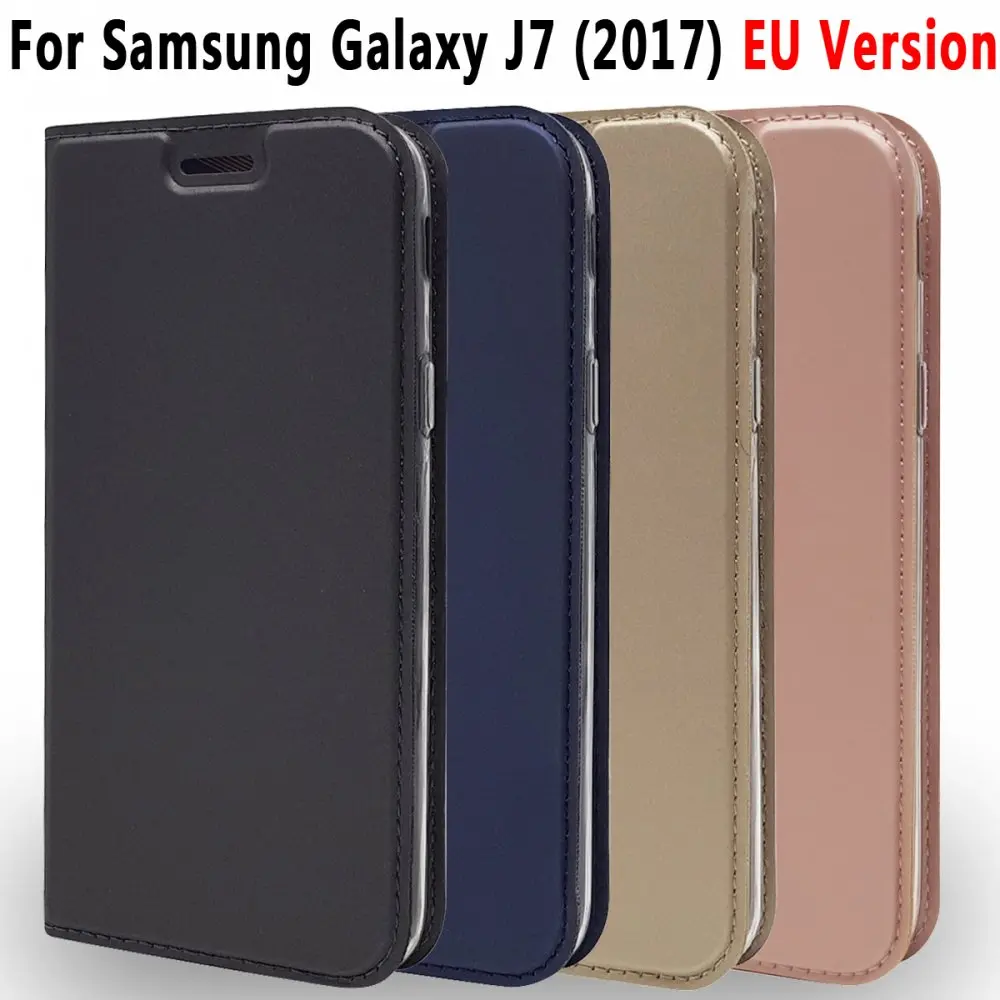 

Ultra-thin Magnet Leather Case with Soft Silicon Cover for Samsung Galaxy J7 2017 European Version Case + Card Slot Stand Holder