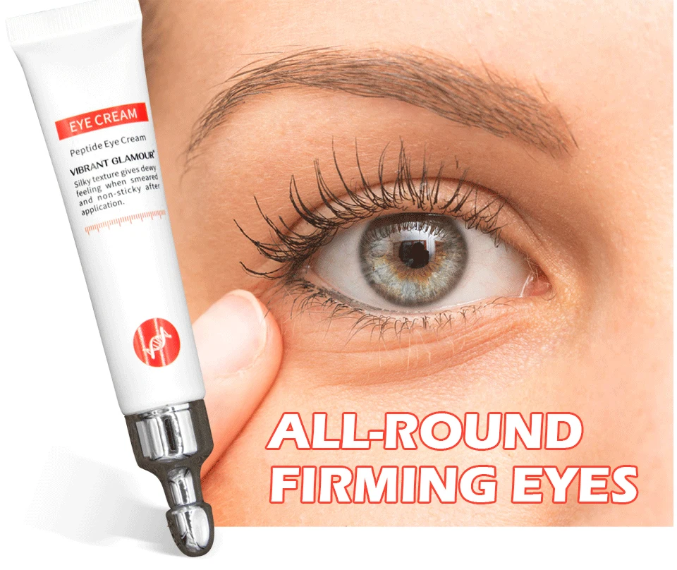 VIBRANT GLAMOUR 2Pcs Peptide Collagen Eye Cream Anti Wrinkle Anti Aging Serum Remove Dark Circle Against 3