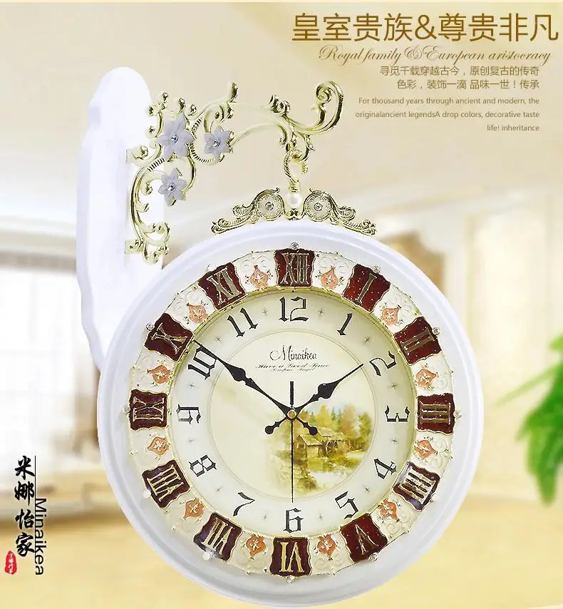 

Large fashion mute double faced clock modern quartz watches and clocks brief fashion living room wall clock