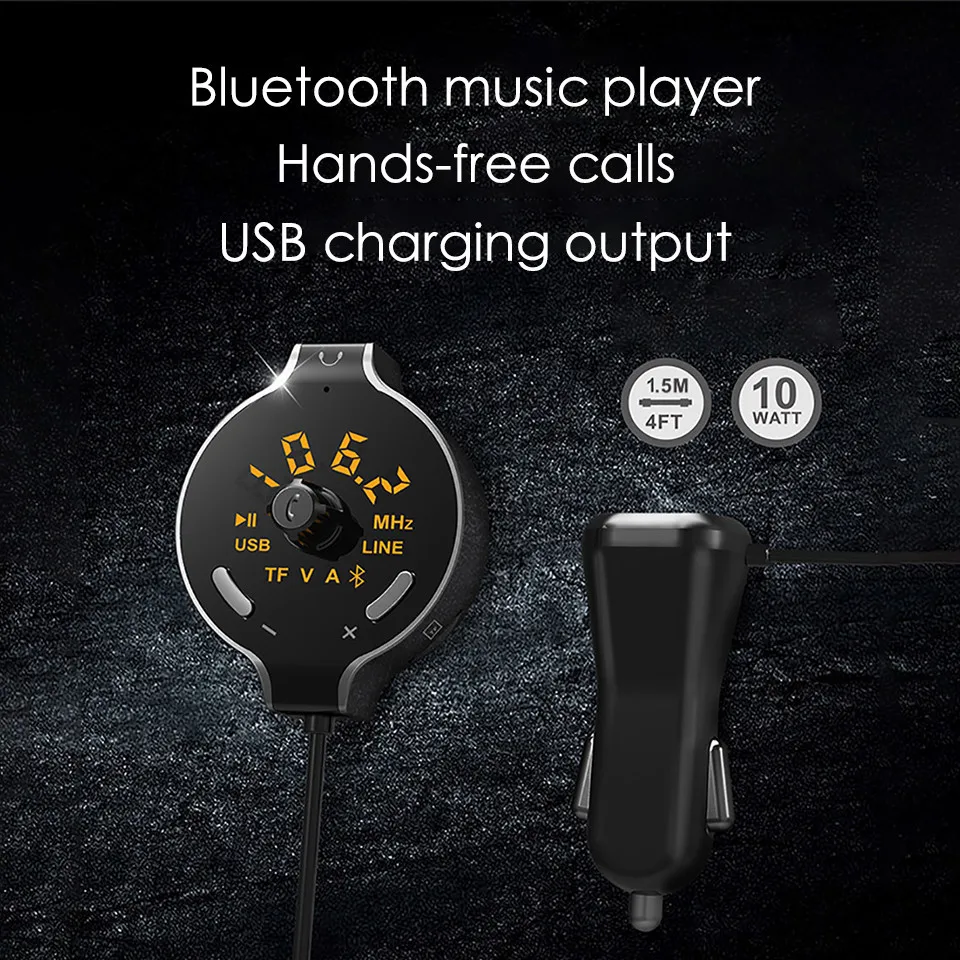 Bluetooth FM Transmitter Wireless Bluetooth FM Modulator Handsfree Car Kit 3.5mm Bluetooth Aux Car MP3 Player TF USB Car Charger (4)