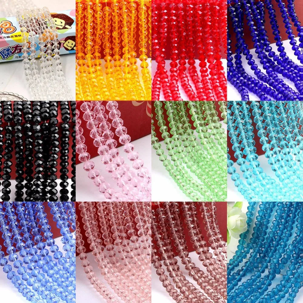 Diy Jewelry 70pc 6*8mm Faceted Rondelle glass crystal Beads Mixed colors