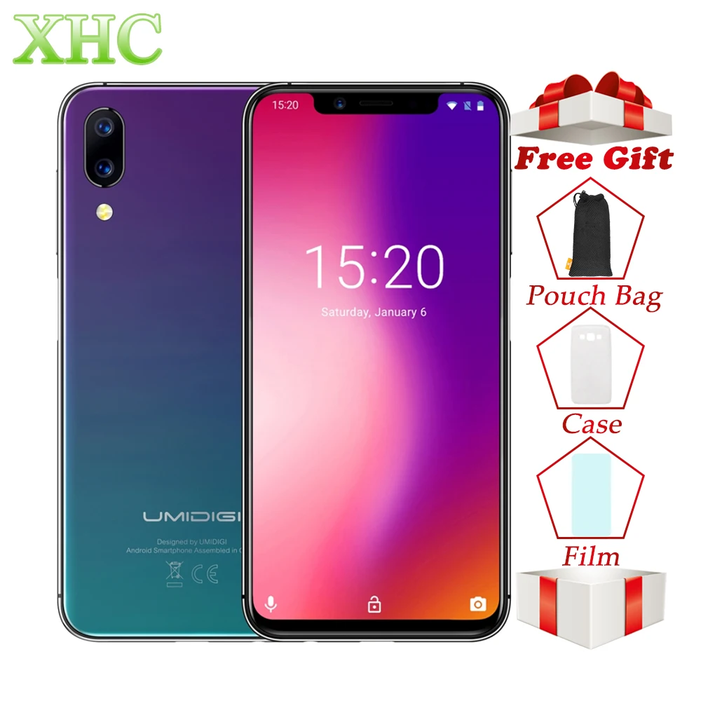 UMIDIGI One Pro 4 Гб + 64 смартфоны две задней камеры лицо ID 5 9 дюймов Android 8 1 Беспроводная