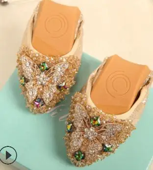 

2018 new rhinestone egg roll women's shoes casual flat shoes