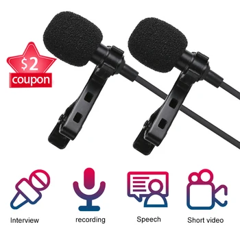 

4m Dual-Head Lavalier Lapel Clip-on Microphone for Lecture or Interview for Smartphone Mobile phone and Tablets