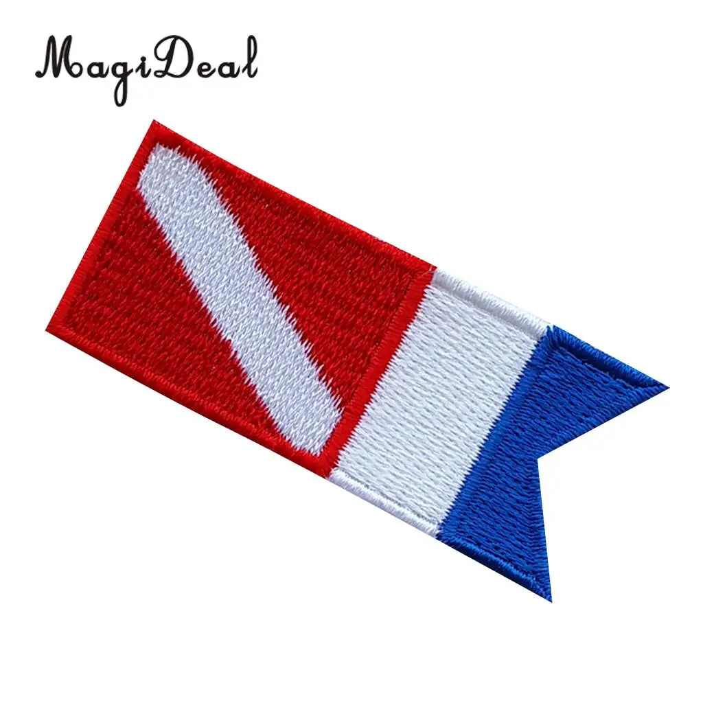 3Pcs Dive Diver Down Flag Alpha Flag Patch Patches Backpack Badges Iron On Embroidered Applique Underwater Scuba Diving Souvenir