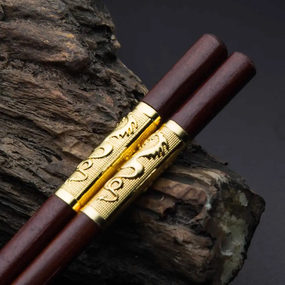 Golden Dragon Китай Дракон деревянные палочки для еды семейная столовая посуда дерево Personal персональный Untensil китайский подарок для друзей - Цвет: Golden Dragon