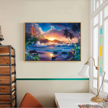

No frame Thomas waves of the sea scenery oil painting canvas printings printed on cotton home wall art decoration picture