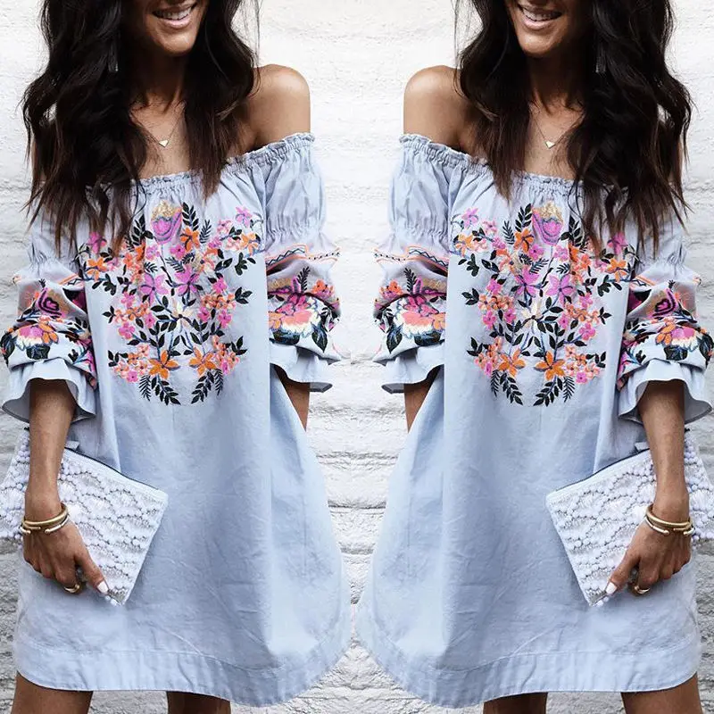 

Hot Casual Women's Ladies Summer Long Sleeve Shirt Loose Casual Dresses