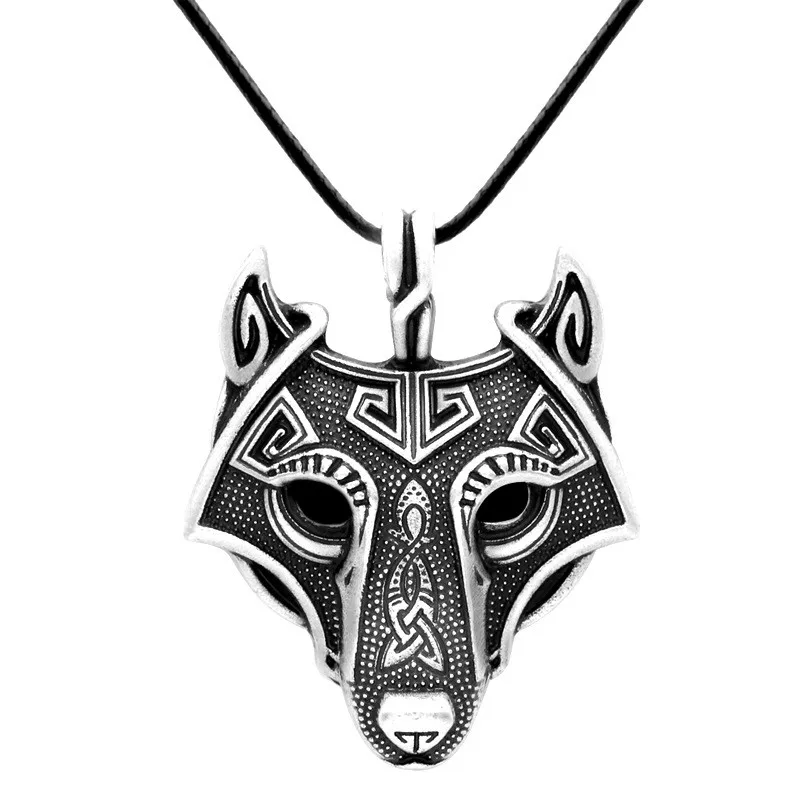 Ожерелье с подвеской в стиле норвежских викингов, ожерелье с головой скандинавского волка, оригинальное украшение в виде головы волка - Окраска металла: 42523