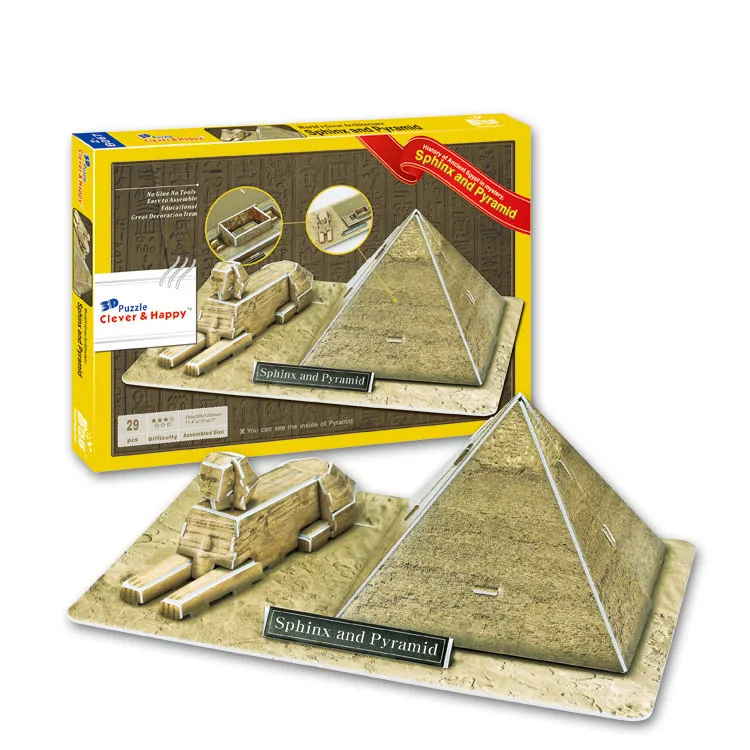 

Candice guo! 3D puzzle clever & happy paper model DIY assemble toy famous building Egypt sphinx and pyramid birthday gift 1pc