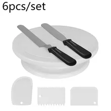 6 шт./компл. пластиковый торт поворотный стол Вращающийся торт пластиковый нож для теста декоративный крем подставка для пирожных торта поворотный стол