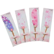 Корейский стиль свежий и прекрасный вишневый цвет перо разноцветная гелевая ручка для девочек металлические декоративные канцелярские принадлежности для творчества ручка студента