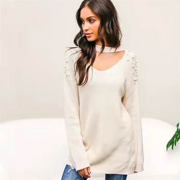 

liva girl Autumn Womens Cute Elegant V Neck Loose Casual Knit Sweater Pullover Long Sleeve Spring Sweater Tops sueter muje 2018