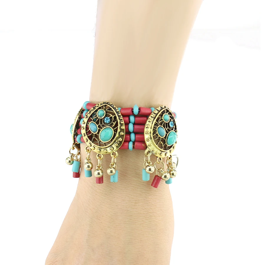 2017 Hot Fashion Jewelery Artificial Creation Green Stone Retro Gold