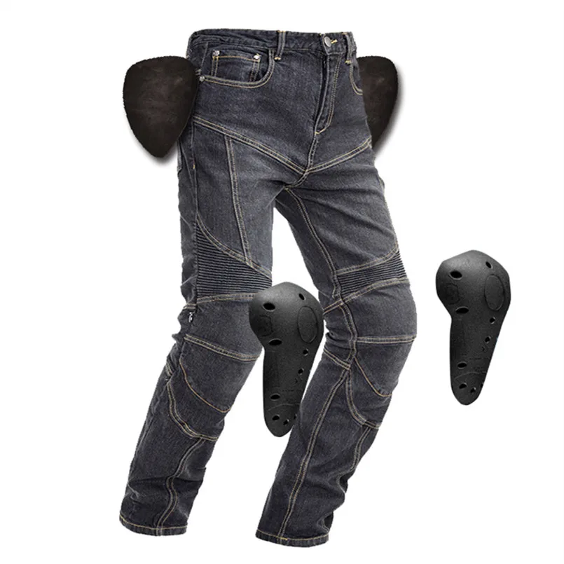 

Motorcycle Denim Pants Mens Motocross Rally Trousers Enduro Riding Pants with 4 pieces Protectors Motorcycle Professional Pants