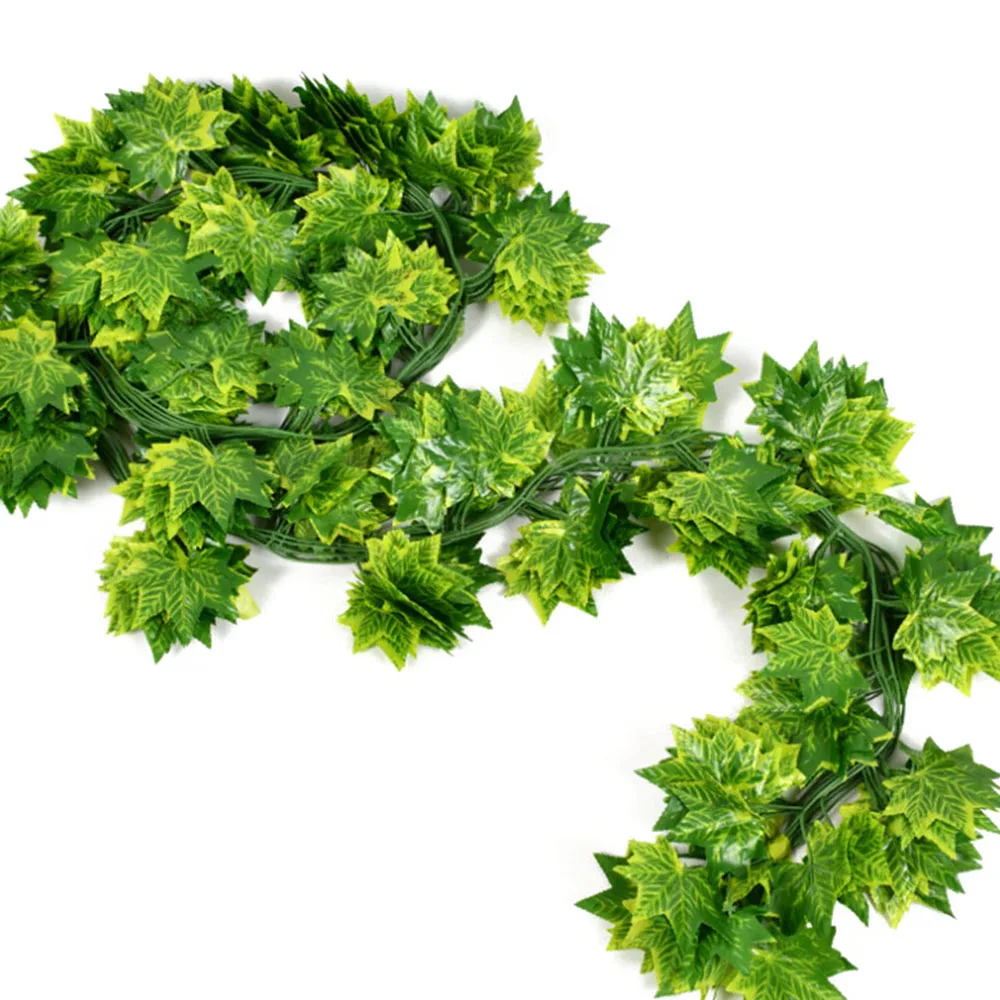 

12pcs/set Artificial Plants Red/Green Maple Leaf Rattan Home Wedding Scene Party Ceiling Garden Decoration Simulation Plant