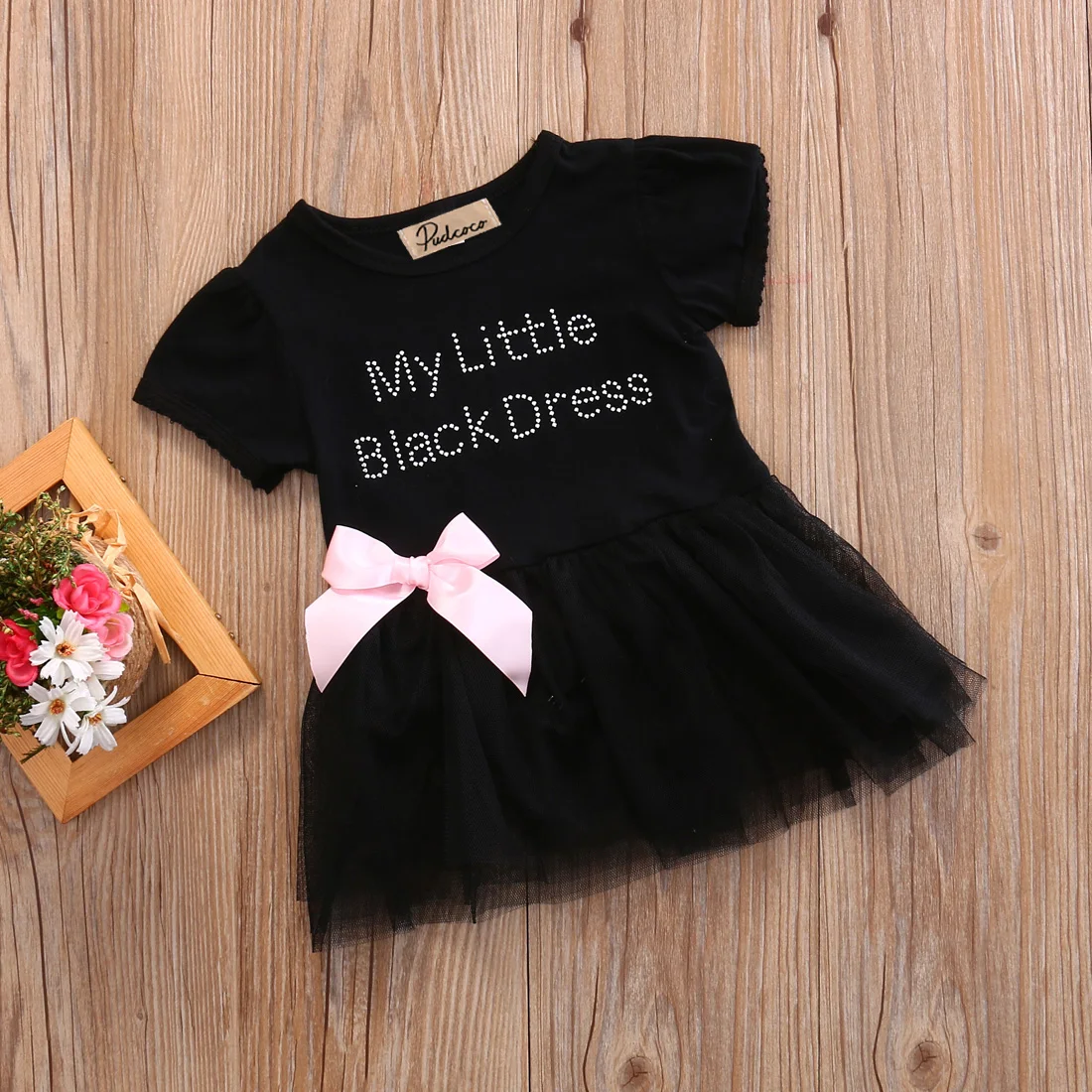Хи-хи, детское платье-пачка черного цвета с короткими рукавами и буквенным принтом для новорожденных девочек от 0 до 24 месяцев