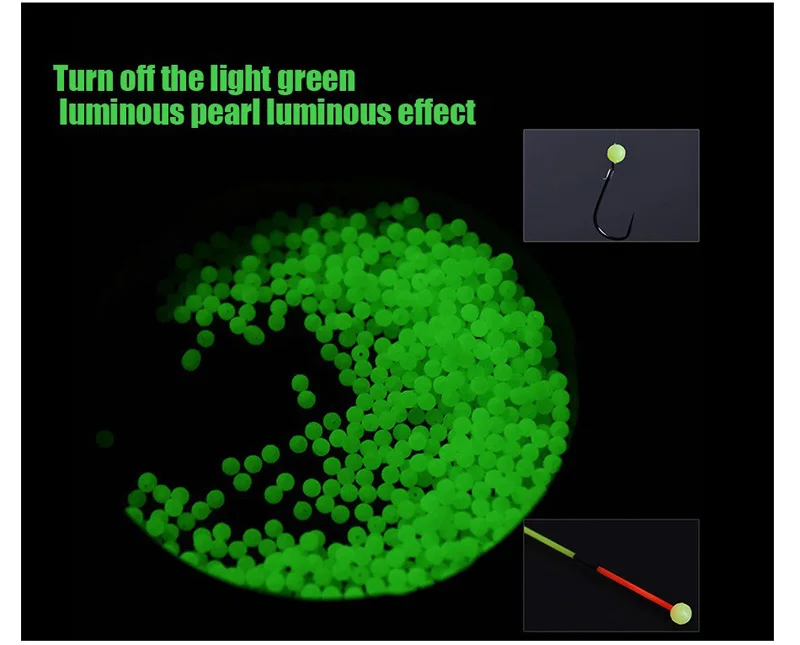 Posidon 1000 шт./пакет различных размеров оливковый круглый светящаяся плавающая наживка бусины рыболовные светящиеся бусины белого и зеленого цвета